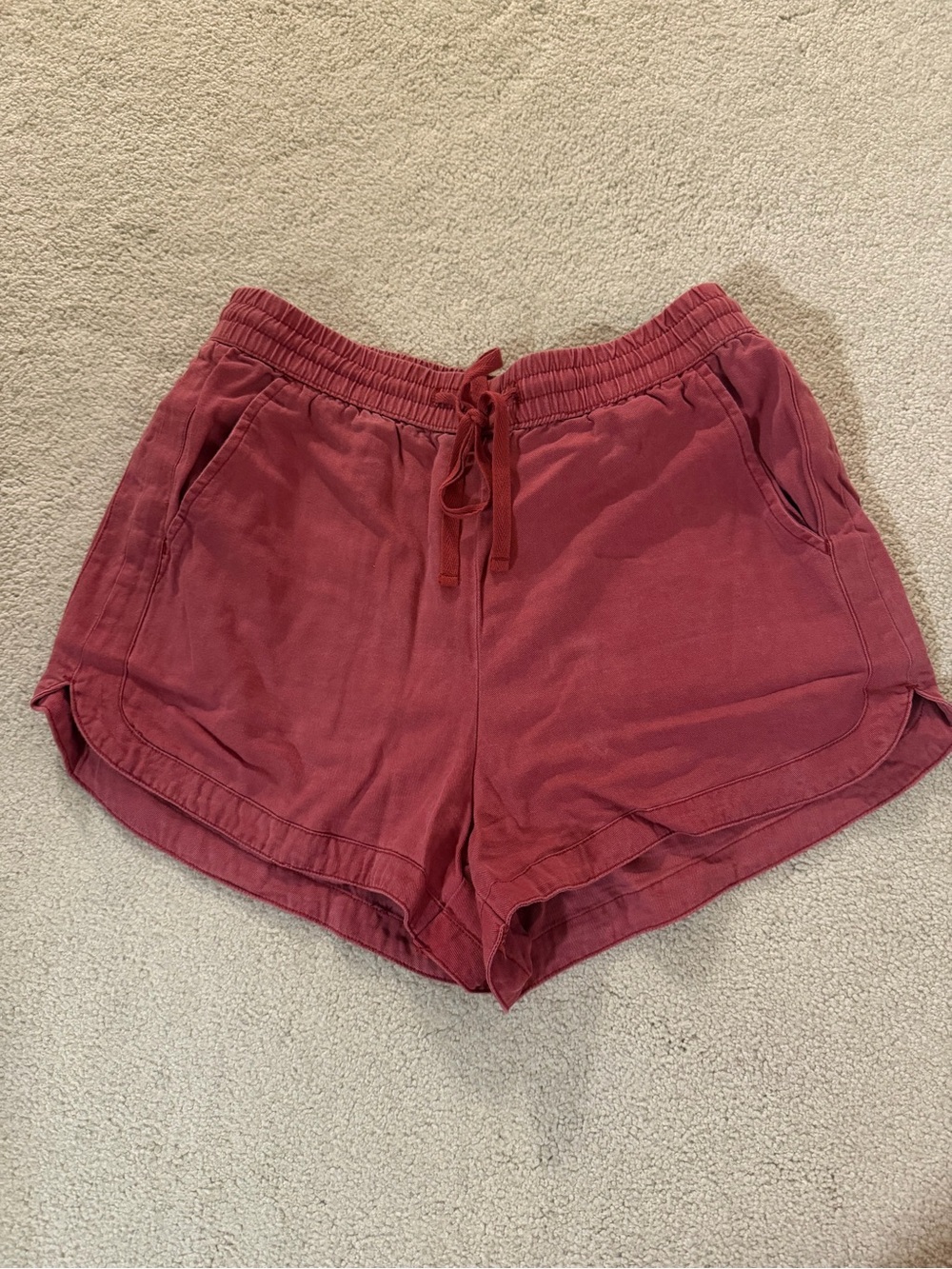 Hollister Women's Red Ultra High Rise Elastic Waistband Drawstring Shorts